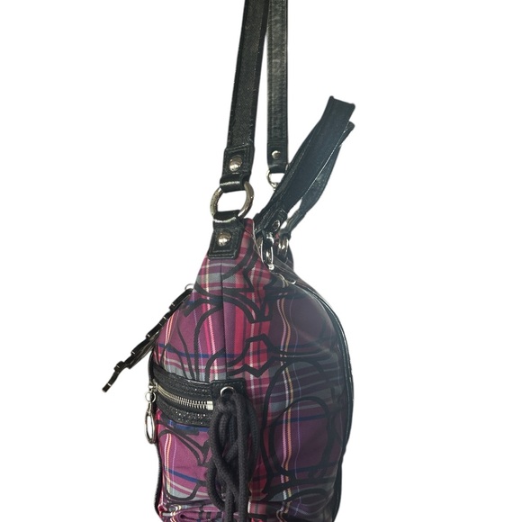 Coach Poppy Shoulder Bag - Plaid - multi-color - pink purple black w 2 HANGTAGS! - Picture 3 of 11